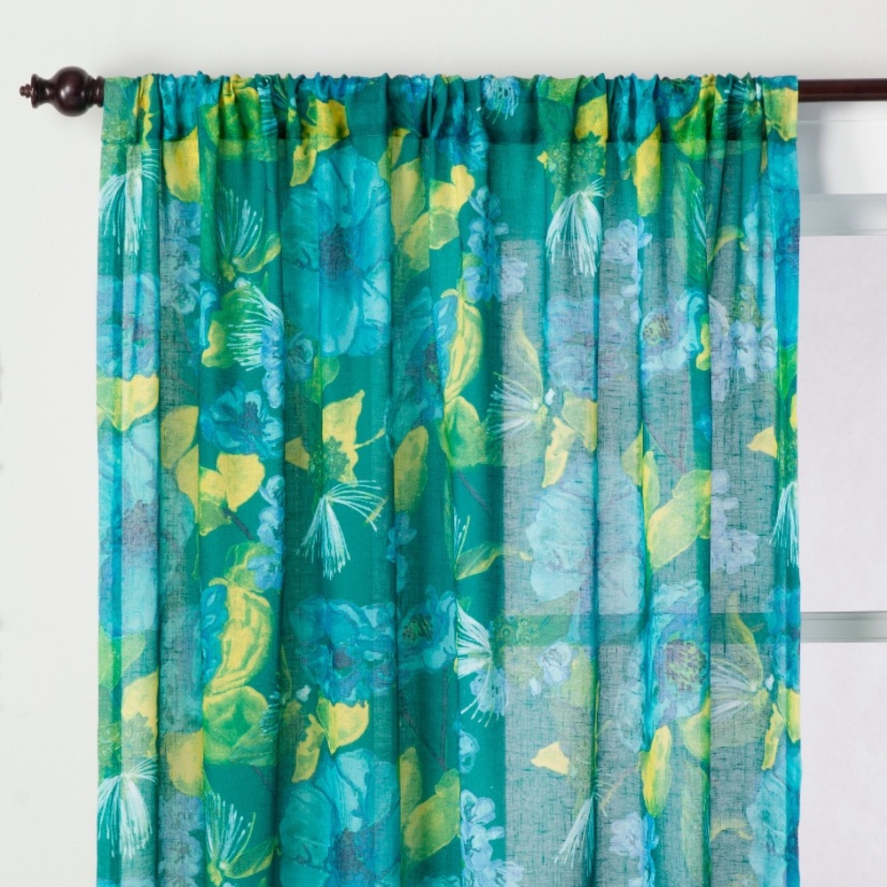 Two panels- Target Opalhouse teal sheer curtains